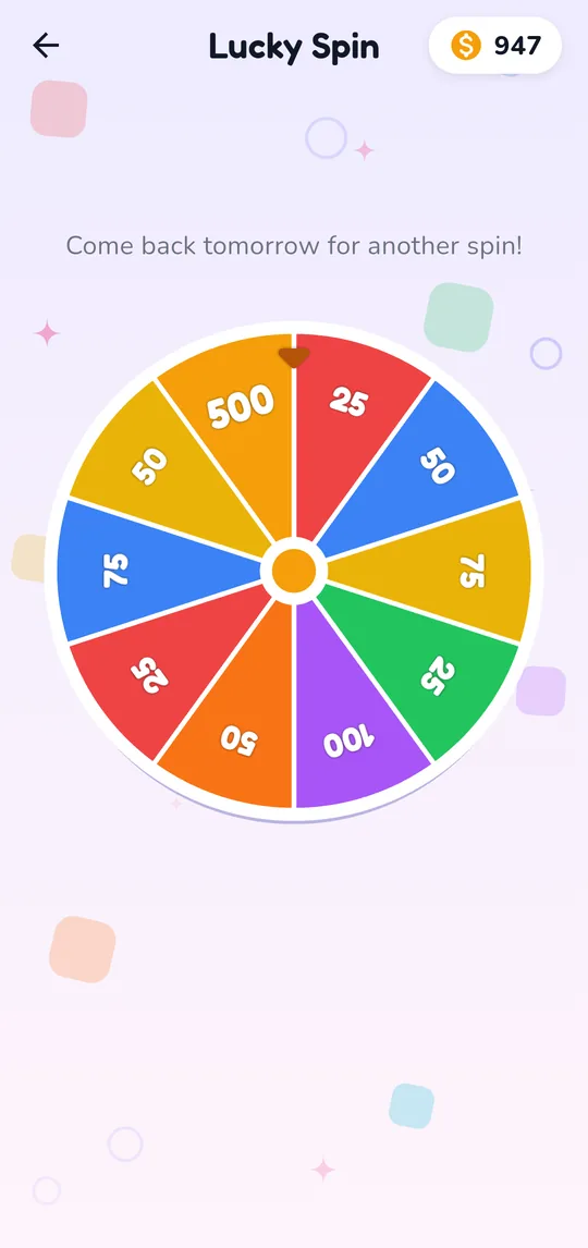 The daily Lucky Spin wheel with coin prizes
